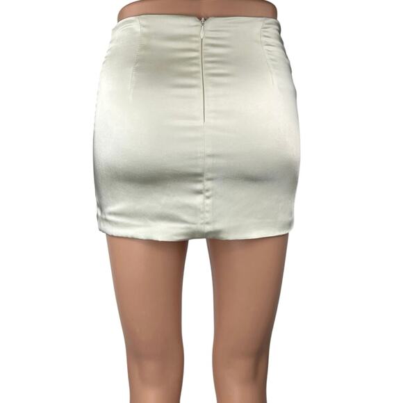 Oh Polly Women's White Silk Satin Back Zip Mini Bodycon Pencil Slip Skirt Size 0 - Picture 3 of 5